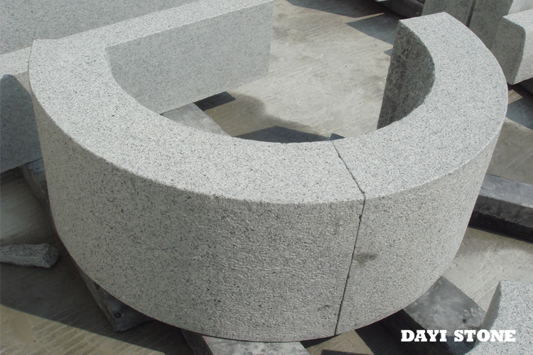 German Kerbstone Radius A5 IR0.5m Top and front edge Bushhammered